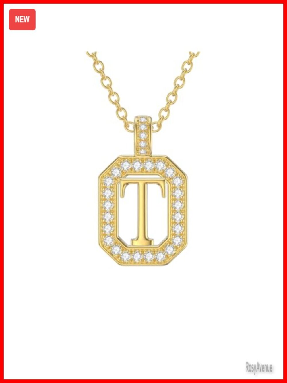 14k Solid Gold Initial Necklace with Moissanite Pendant 16+2 Inch Chain